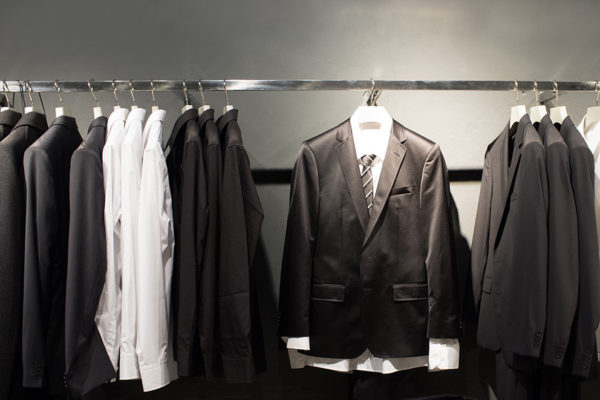Row of suits in shop